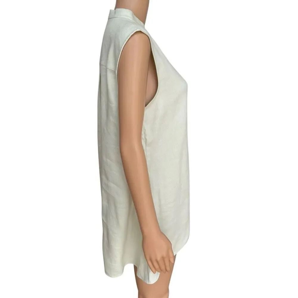 Theory Asymmetric Drape linen blend sleeveless top blouse in aloe size M NWT - Picture 7 of 11
